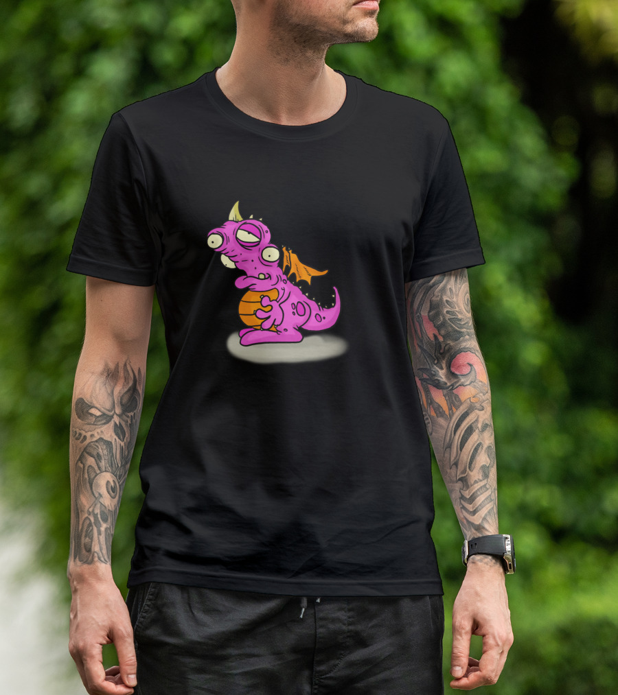 Pink Dragon Basketball Hug Geo Signature T-Shirt