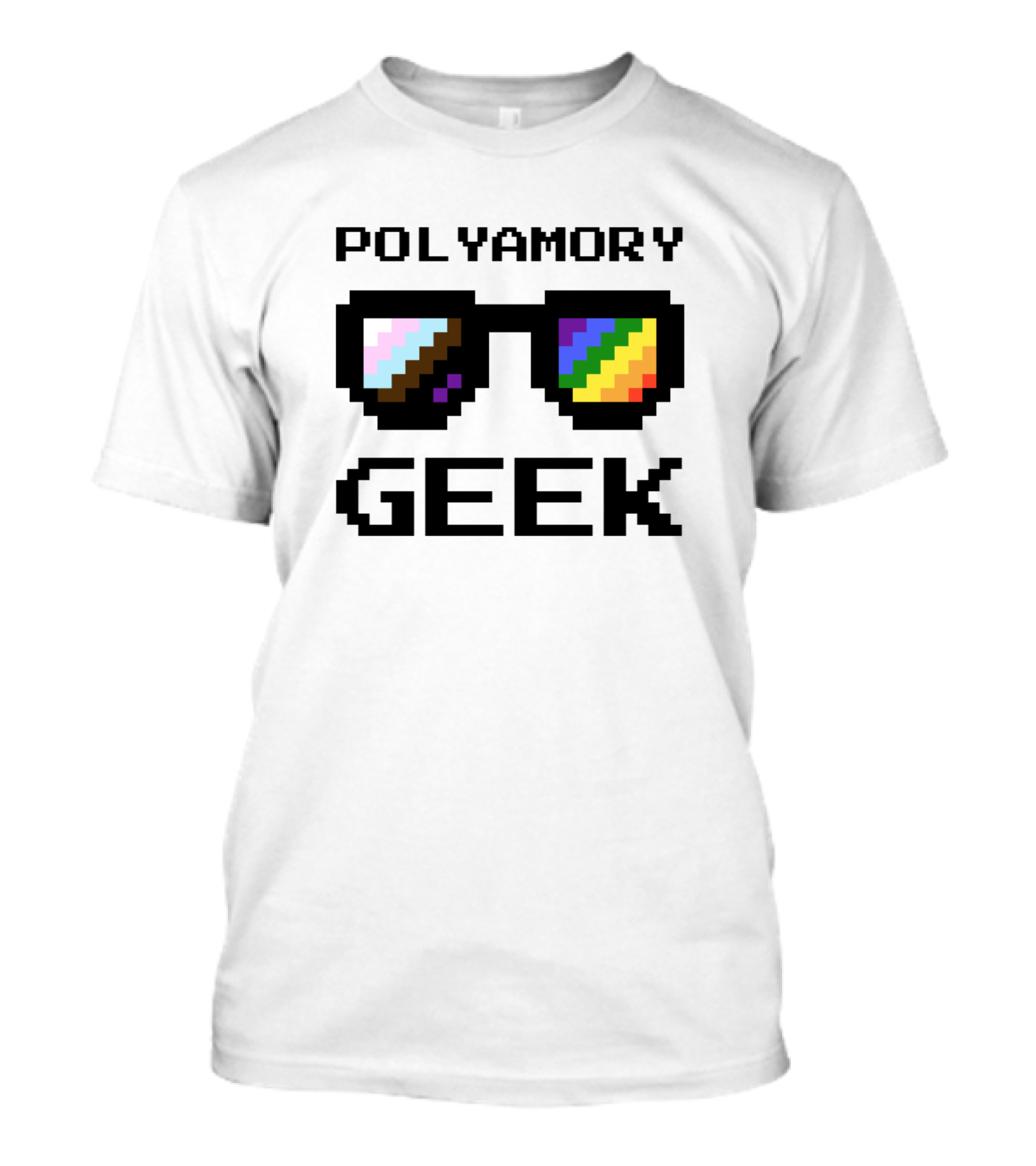 Polyamory Geek Rainbow Pixel Sunglasses T-Shirt