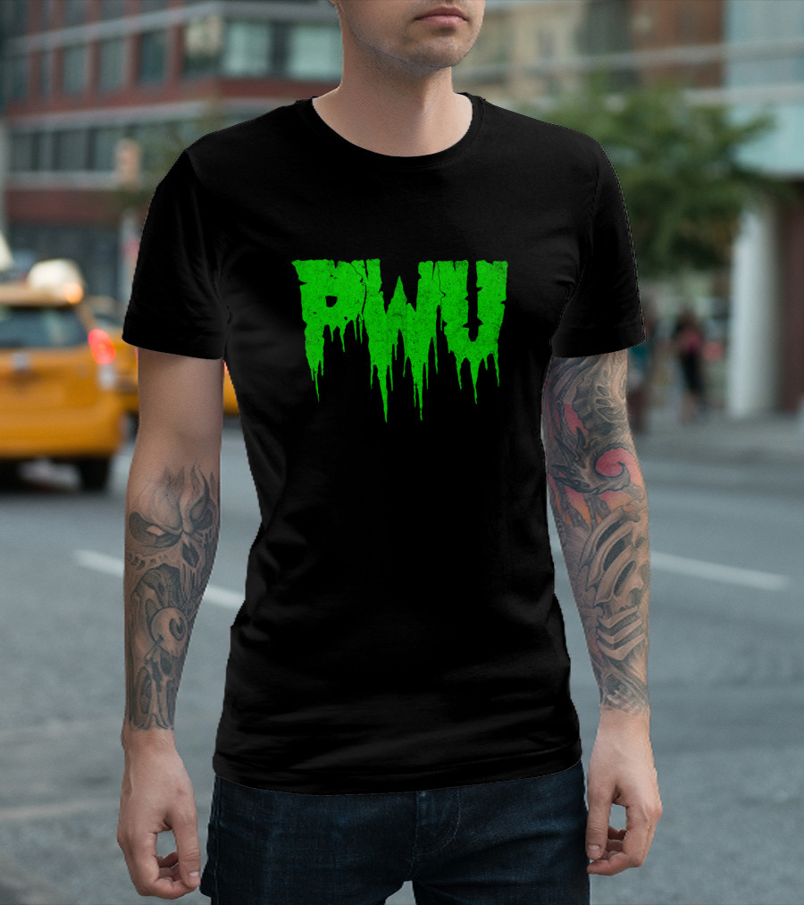 PWU Dripping Green Halloween Text T-Shirt