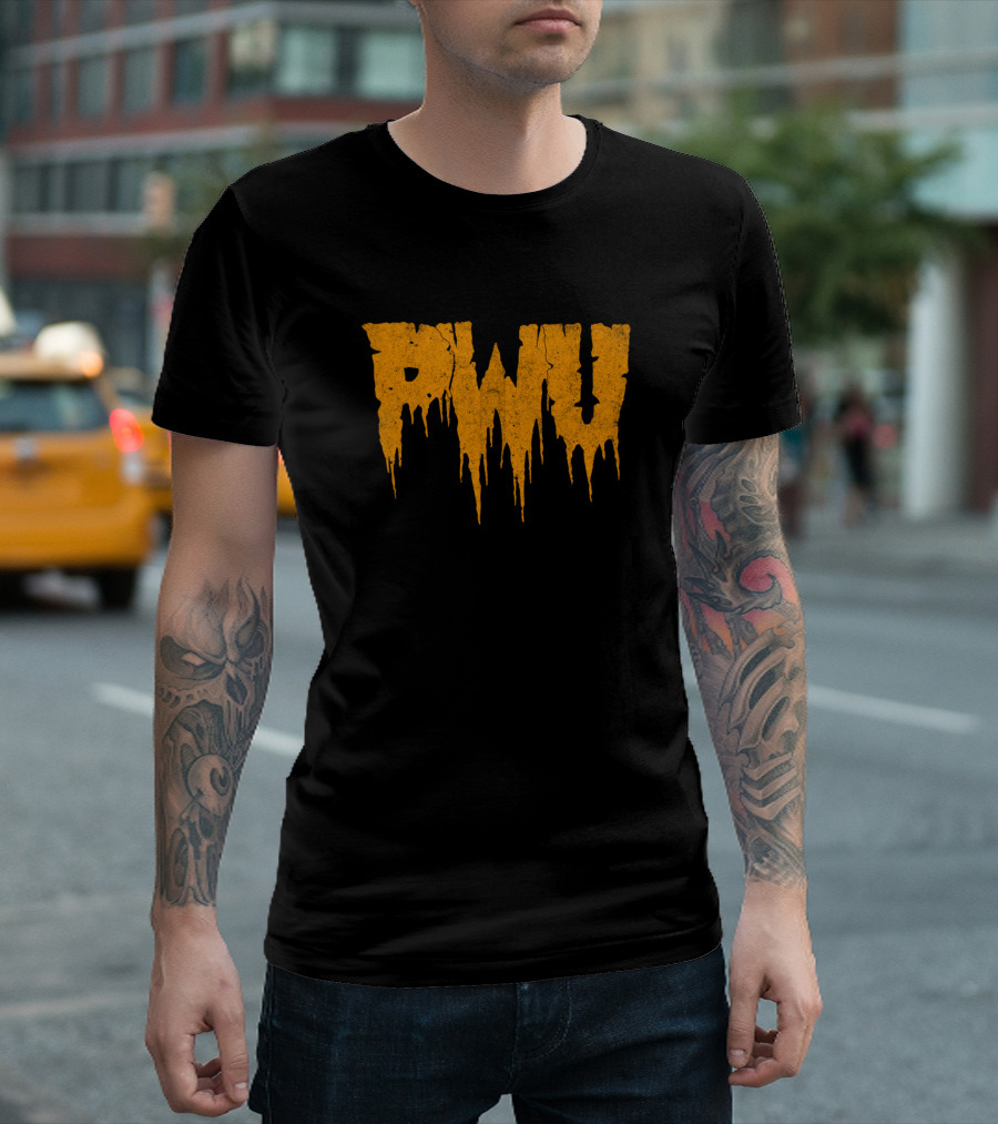 Pwu Halloween Orange Dripping Text T-Shirt