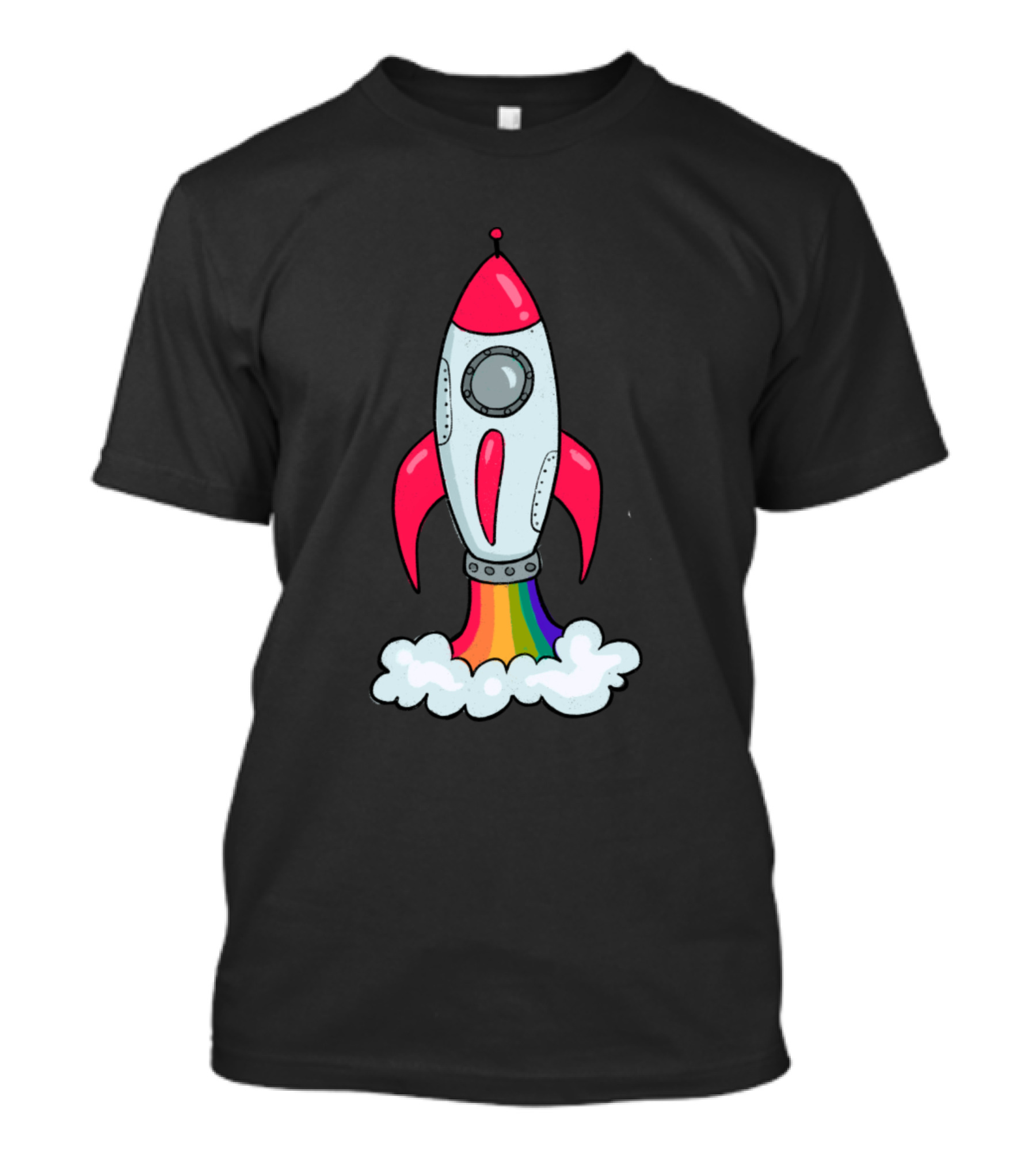 Rainbow Rocket Blast-Off Cloud Trail T-Shirt