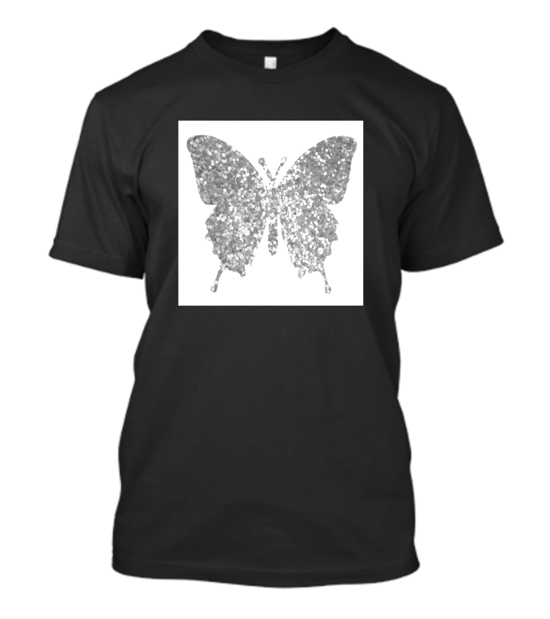 Silver Glitter Butterfly T-Shirt
