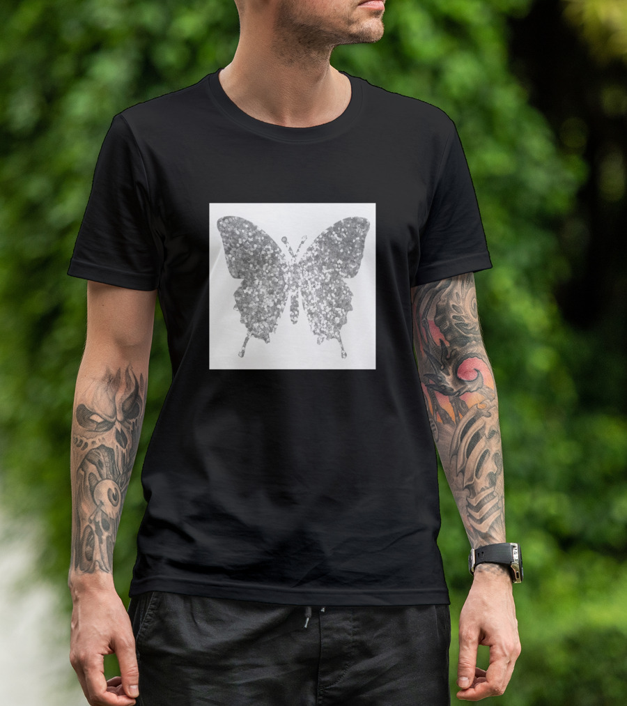 Silver Glitter Butterfly T-Shirt