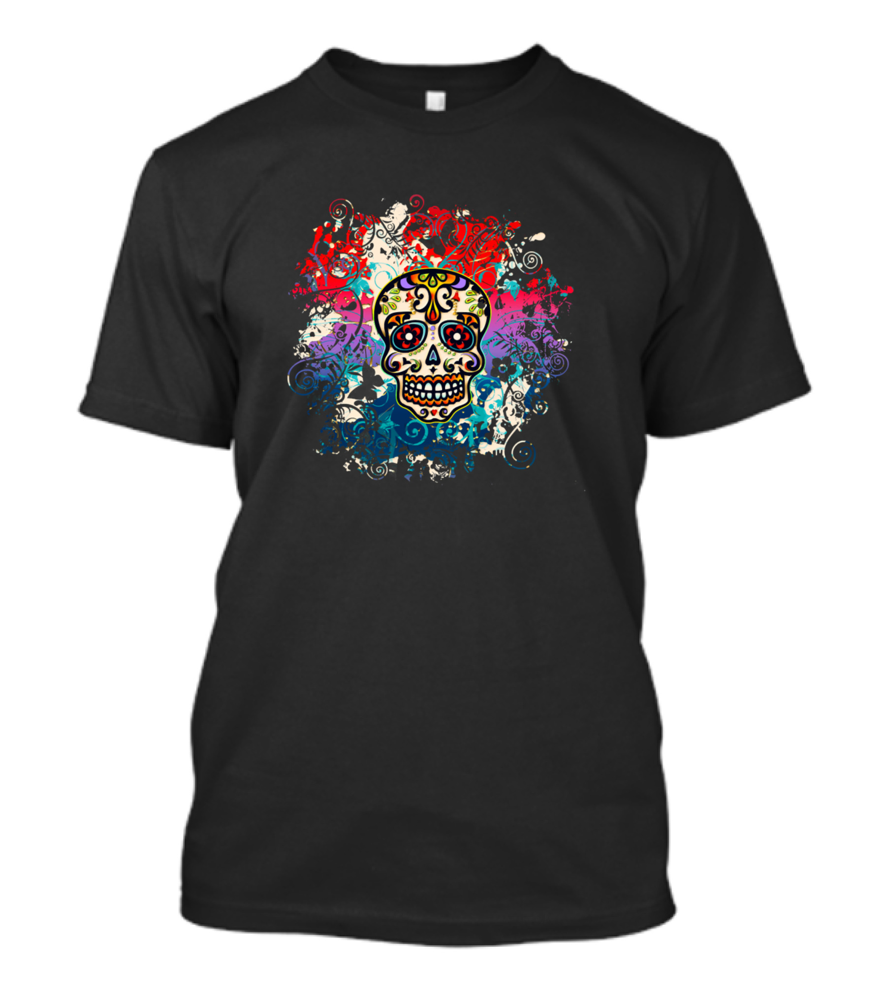 Skull Mexican Sugar Skull Day Of The Dead Colorful T-Shirt