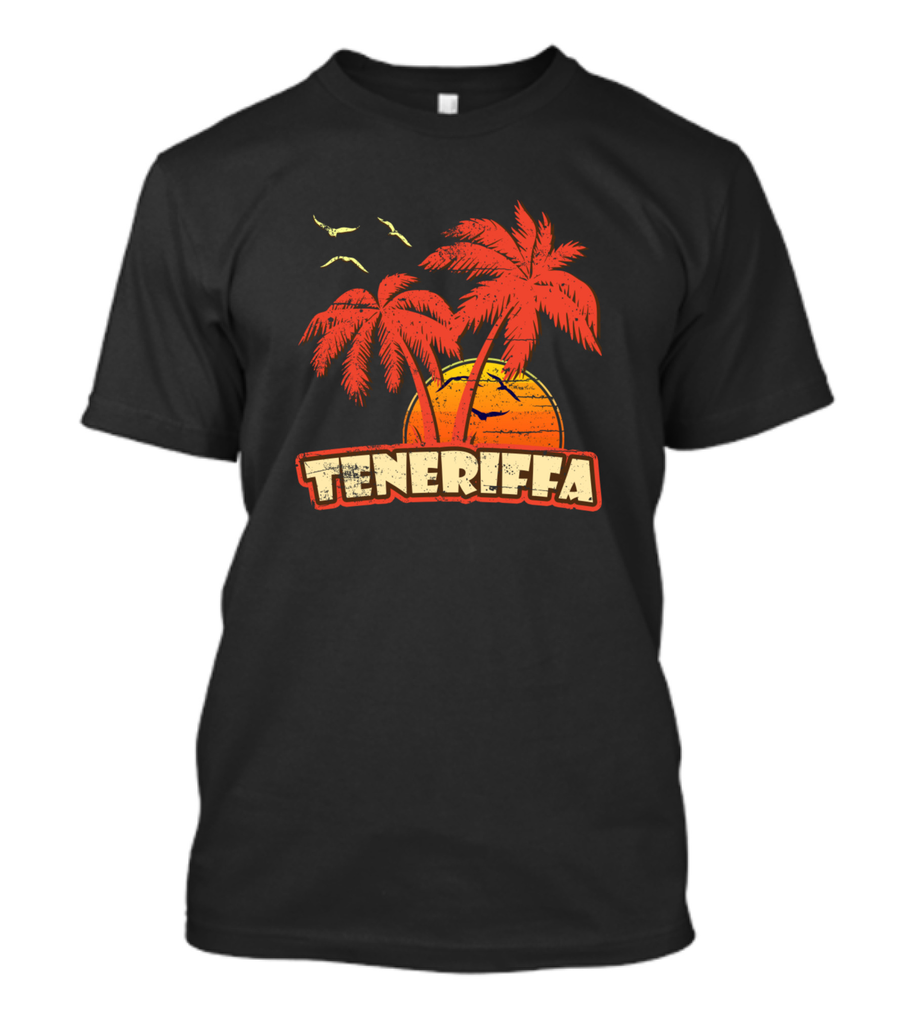 Teneriffa Vintage Palm Trees And Sunset Scene T-Shirt