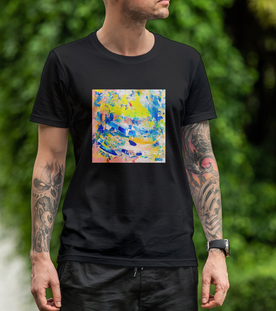 Unique Abstract Colorful Brushstroke Canvas T-Shirt