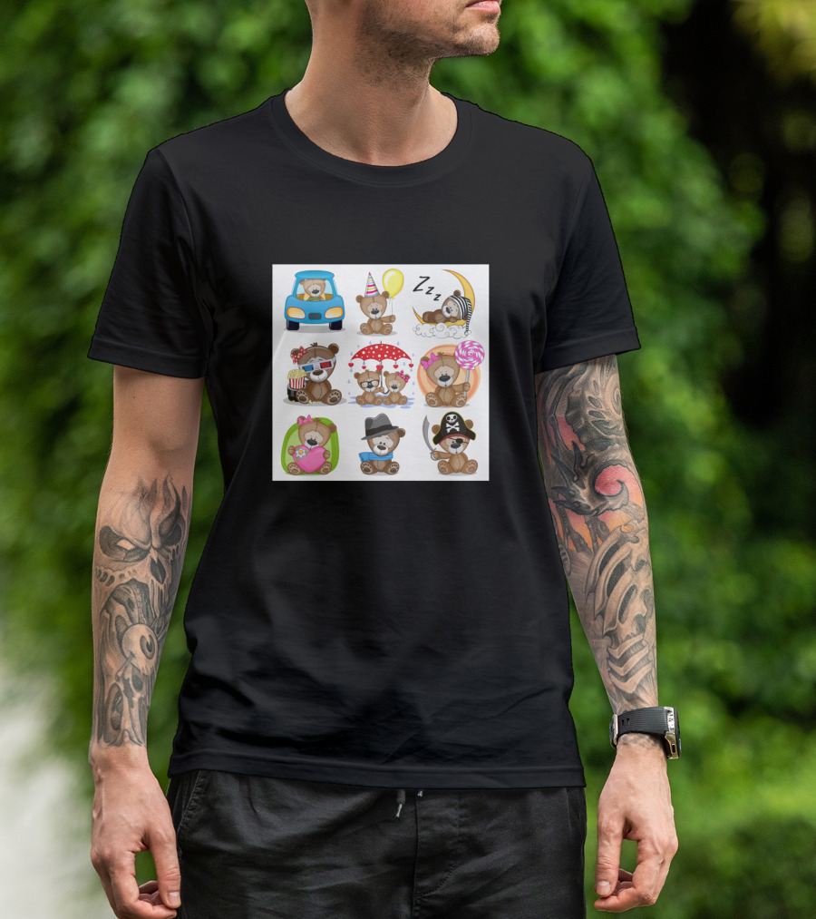 Teddy Bears In Cute Costumes With Props And Accessories T-Shirt