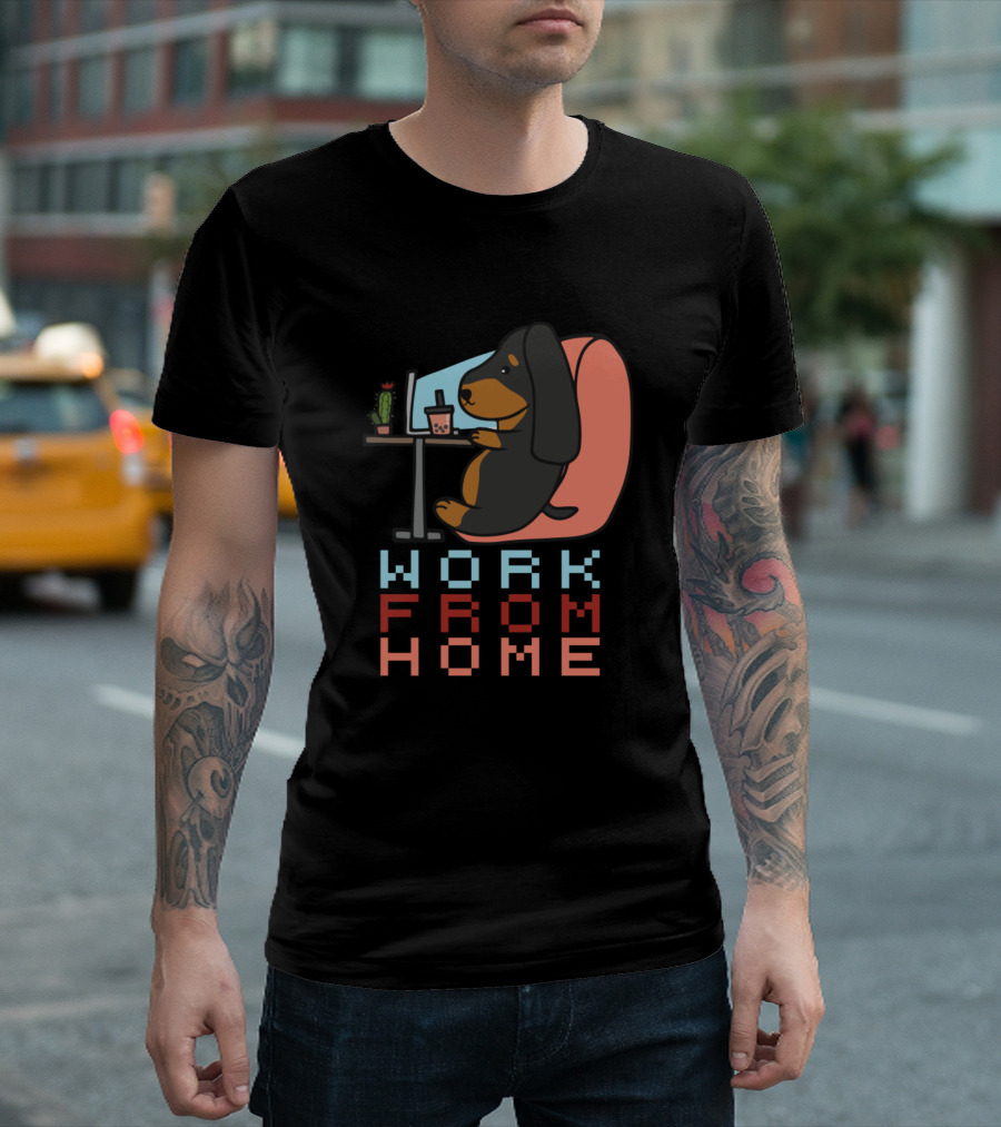 Work From Home Computer Nerd Dog T-Shirt