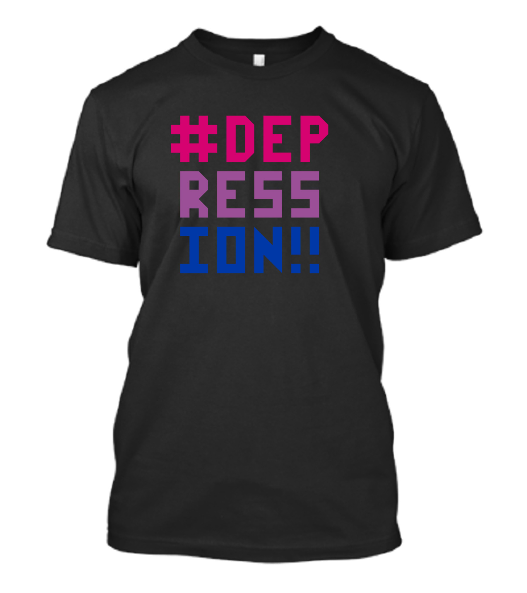 Hashtag Depression Color Block Pink Purple Blue T-Shirt