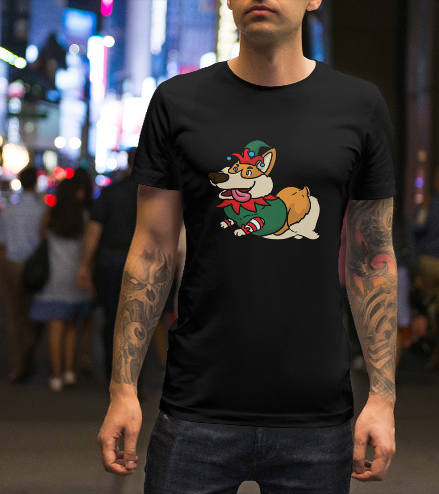 Eleven Body Jolly Corgi In Elf Costume T-Shirt