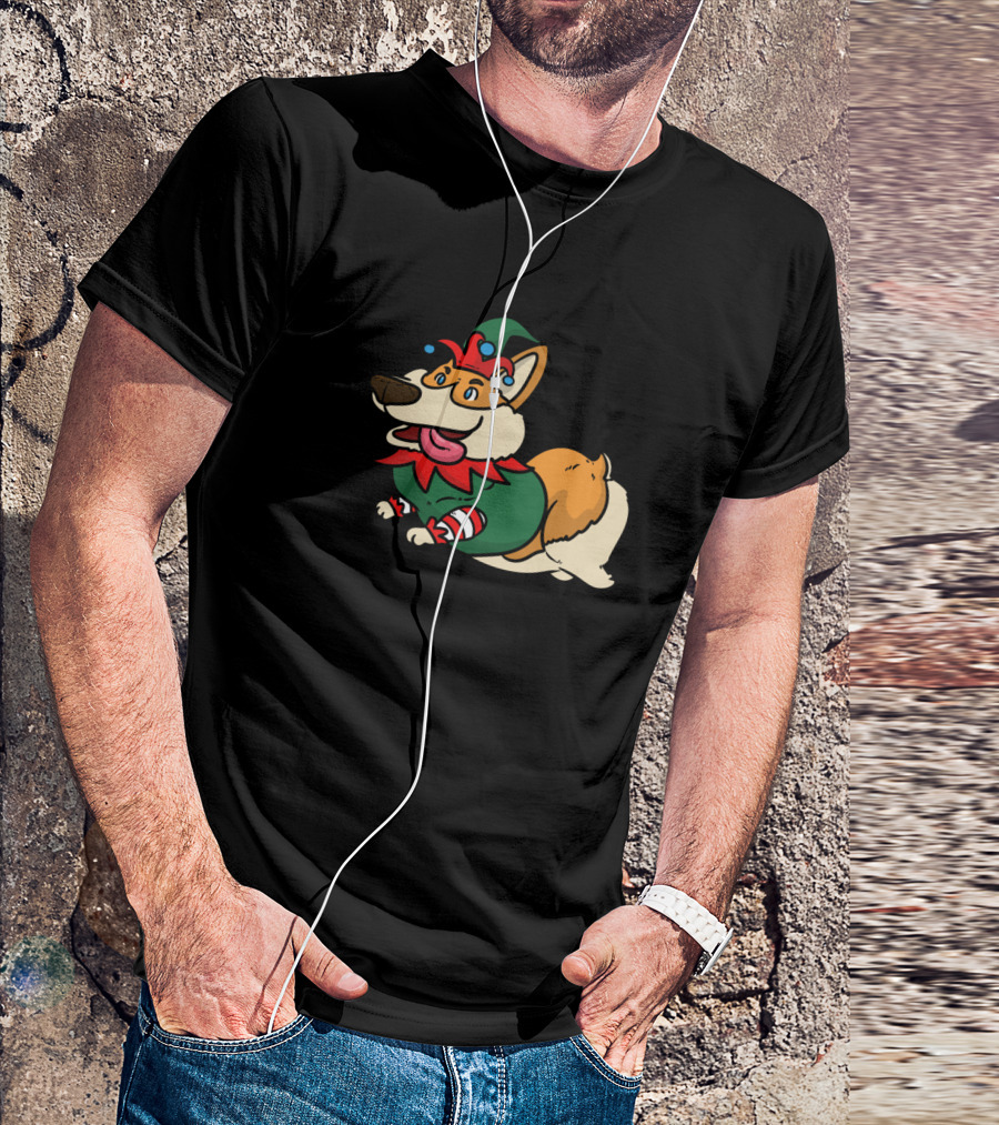 Eleven Body Jolly Corgi In Elf Costume T-Shirt