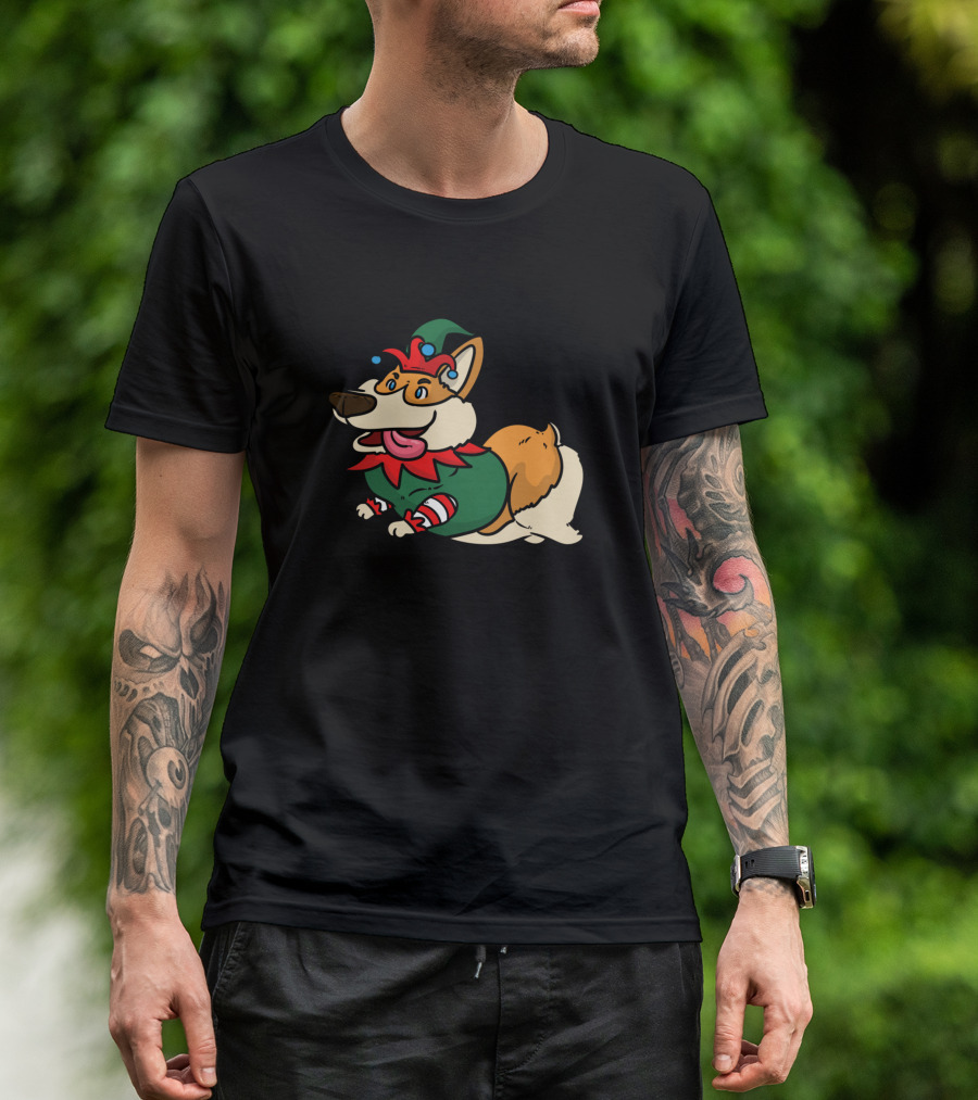 Eleven Body Jolly Corgi In Elf Costume T-Shirt