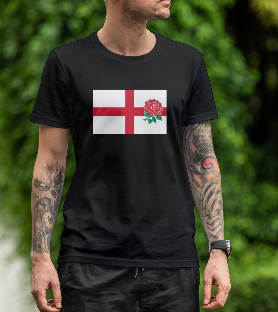 England Rugby Team St George's Cross With Red Rose T-Shirt