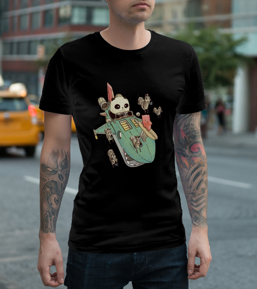Every Ride Has A Story Panda Spaceship Adventure with Zebras and Pink Companion T-Shirt