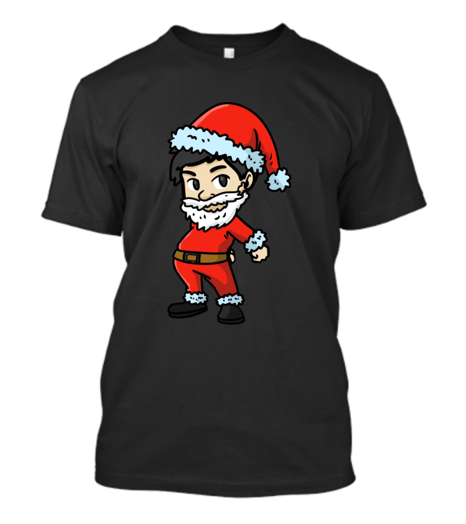 Adorable Santa Cartoon With Red Suit And White Beard T-Shirt