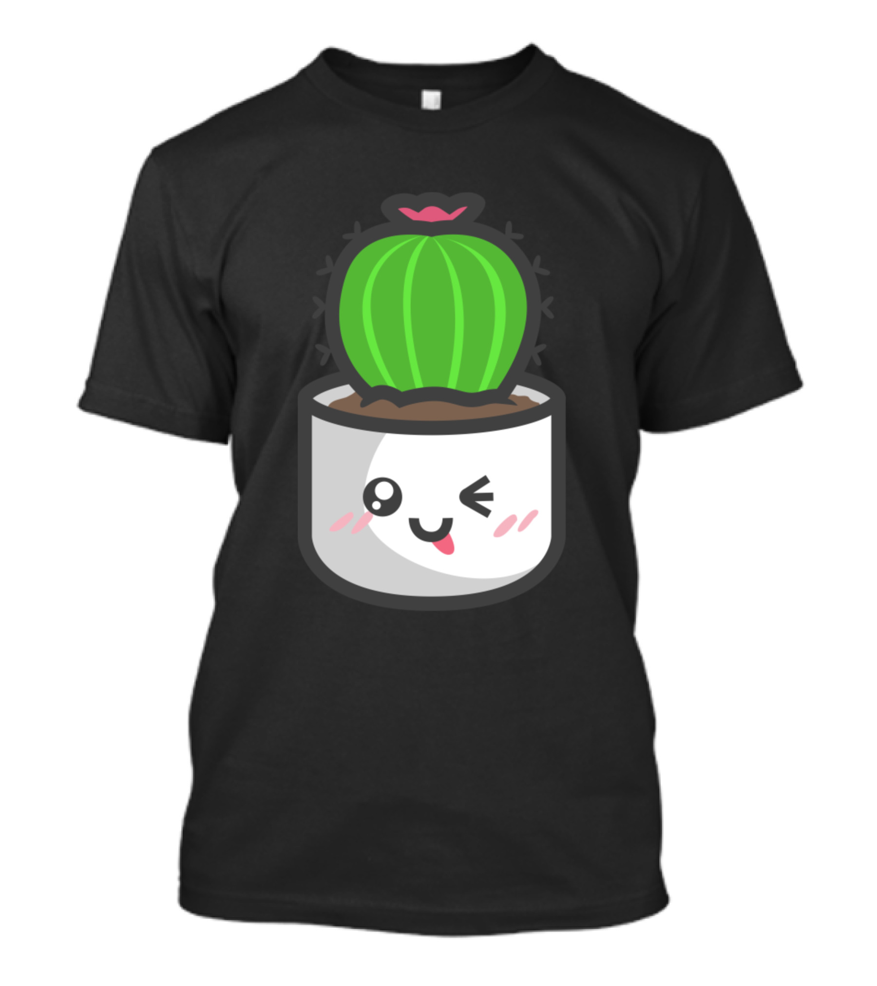 Ball Like Cactus Cute Winking Kawaii Style Cactus In Pot T-Shirt
