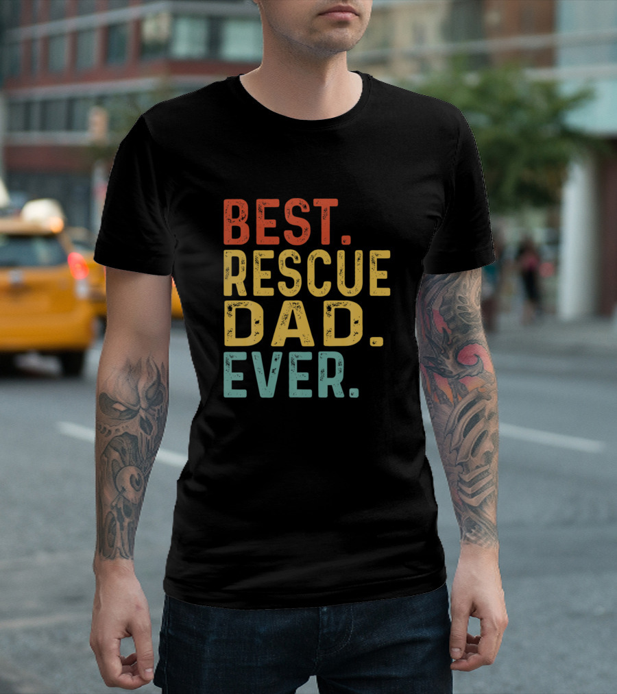 Best Rescue Dad Ever Retro Vintage Cool T-Shirt