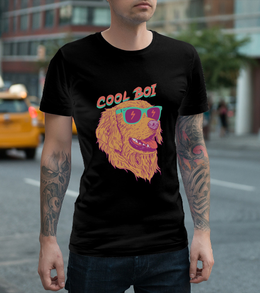 Cool Boi Neon Sunglasses Dog T-Shirt