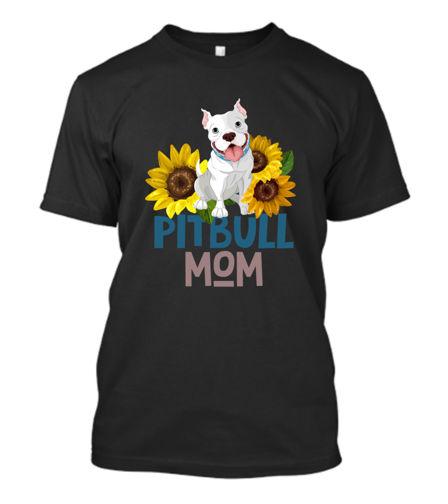 Pitbull Mom Sunflower Dog T-Shirt