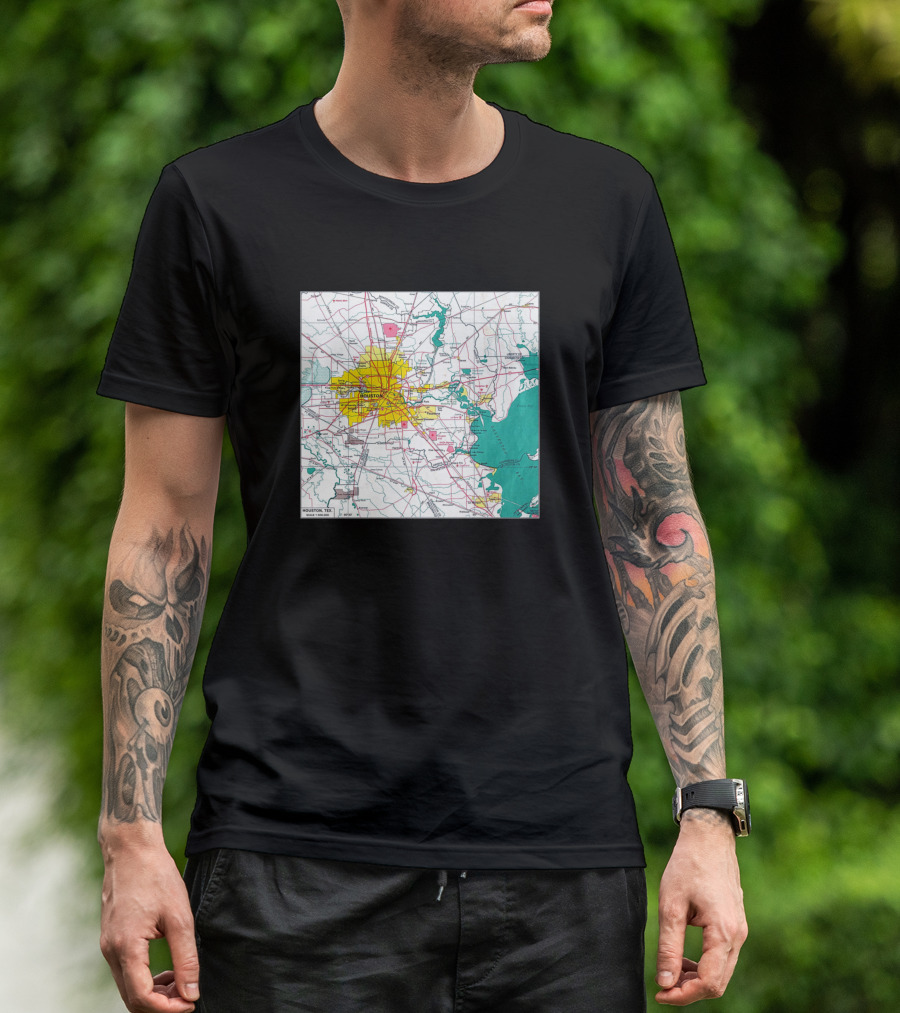 Houston Interstate And Downtown Area Map T-Shirt