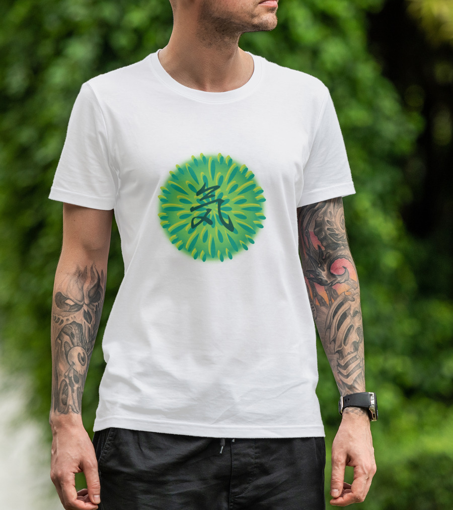 Kanji 気 Green Energy Burst T-Shirt