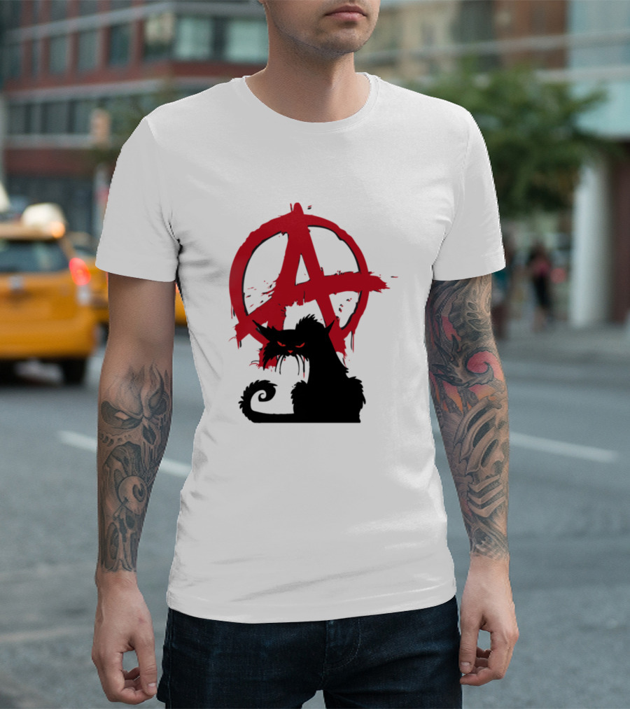 Kids Anarchist Cat Red A Symbol Shadowy Figure T-Shirt