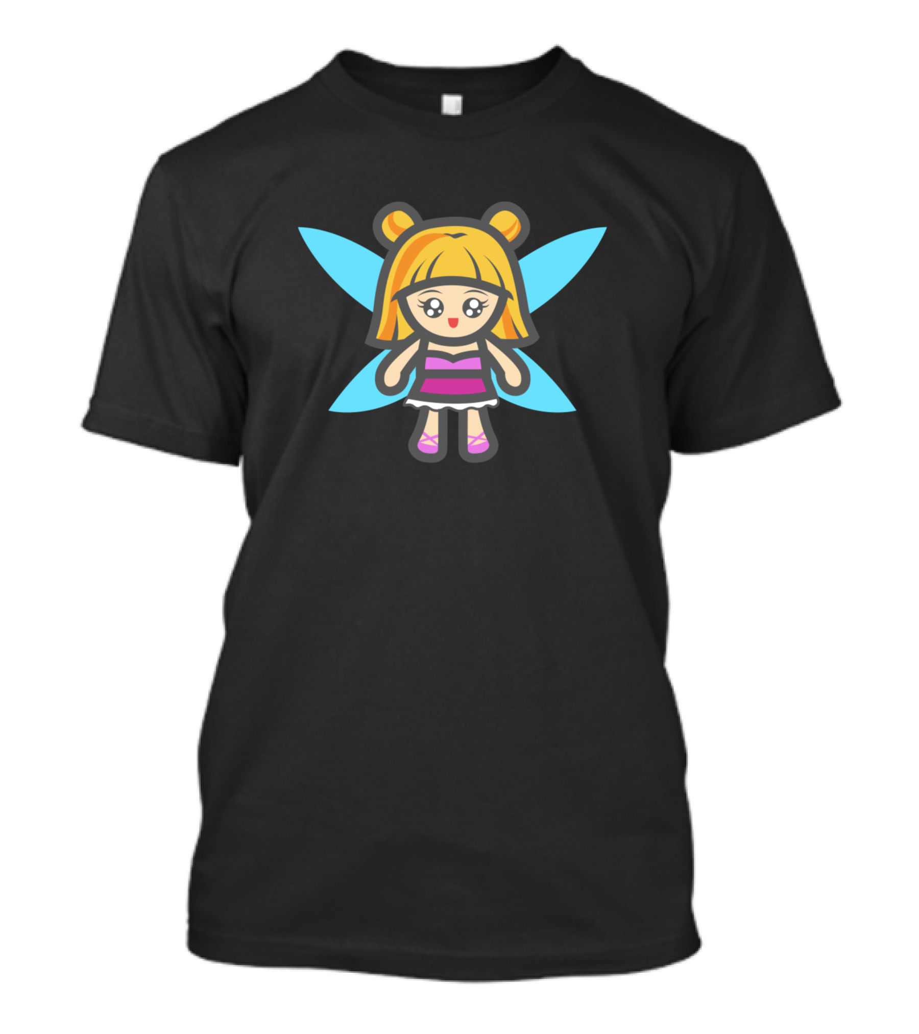 Little Fairy With Blue Wings And Striped Dress T-Shirt