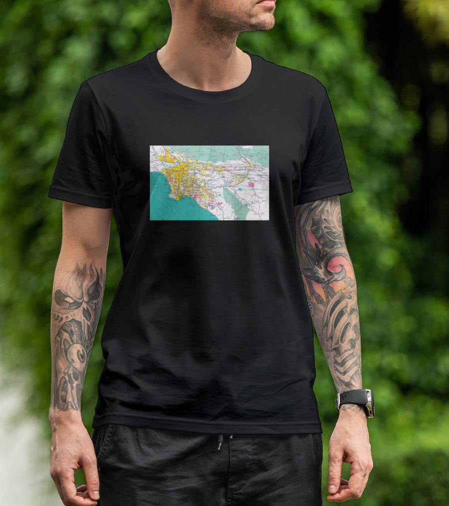 Los Angeles City Map Detailed Geographic Overview T-Shirt