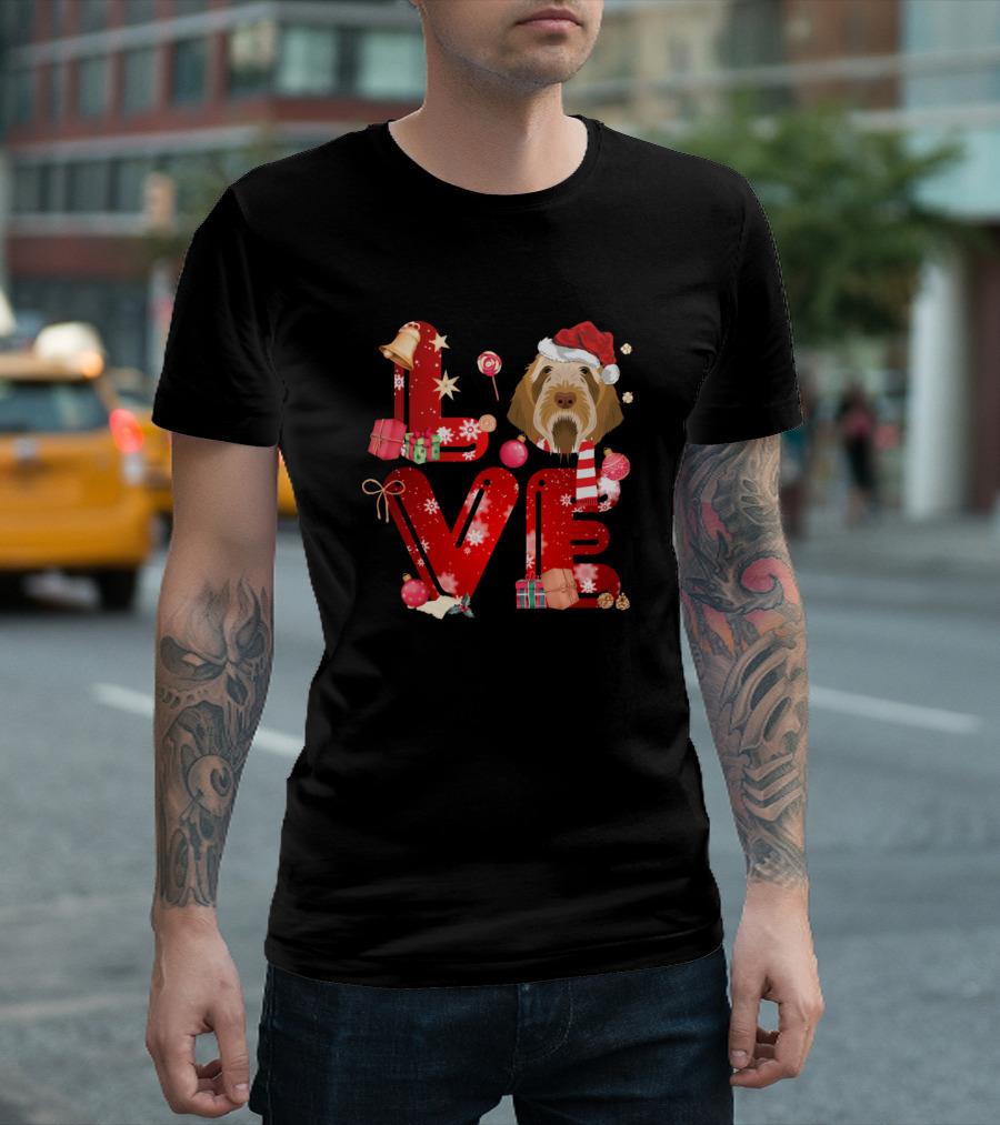 Love Spinoni Italiani Christmas Santa Hat Winter Holiday T-Shirt