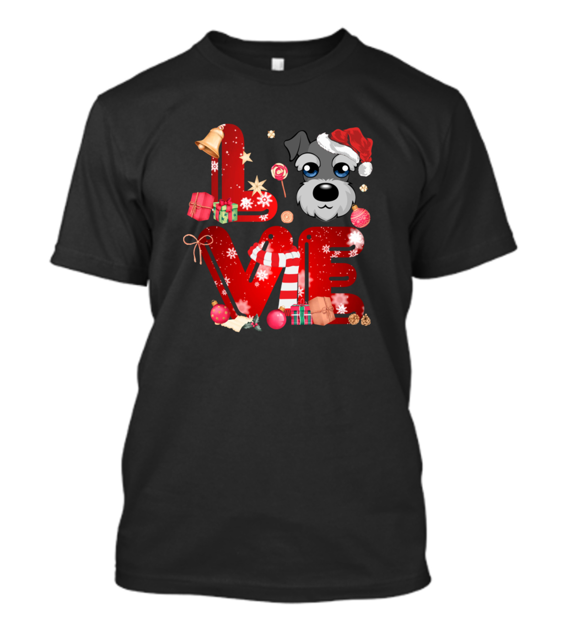 Love Christmas Standard Schnauzer Santa Hat Holiday Ornaments T-Shirt
