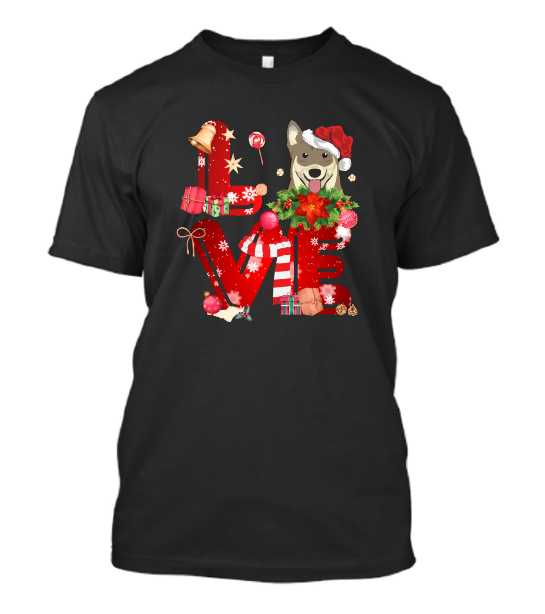 Love Swedish Vallhund Christmas Holiday Dog Santa Hat T-Shirt