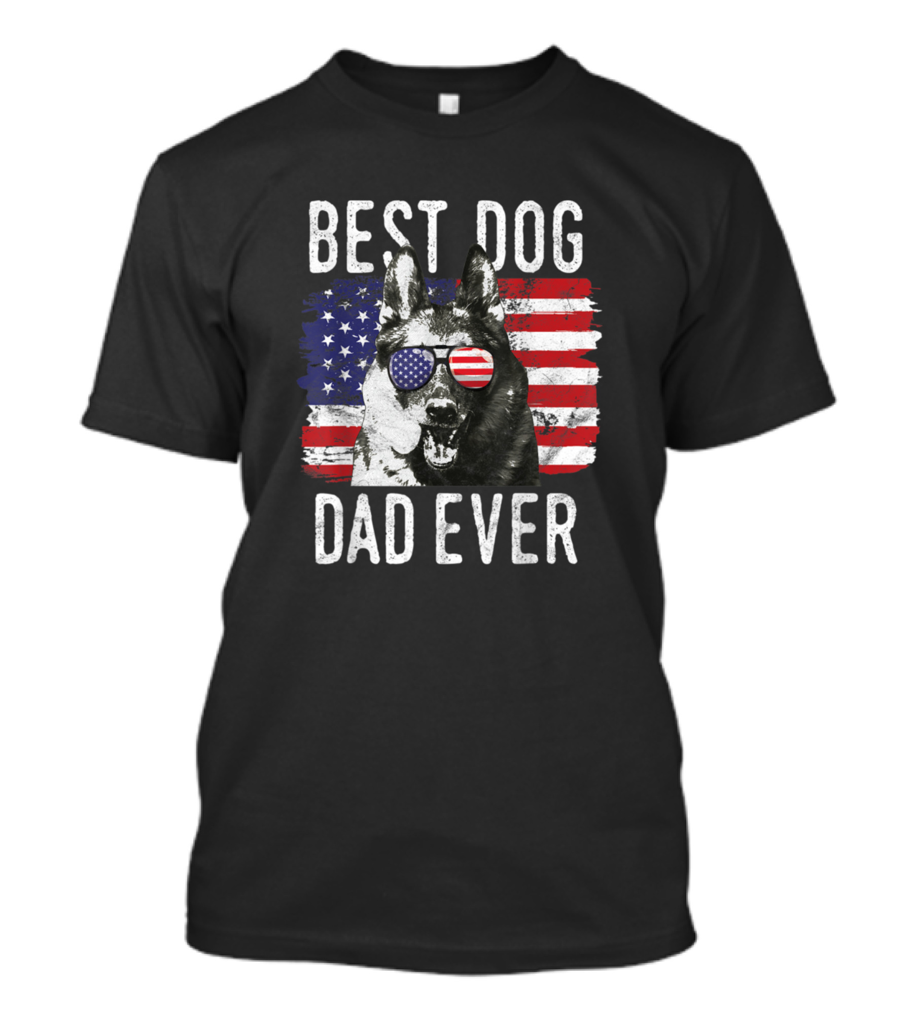 Best Dog Dad Ever American Flag German Shepherd T-Shirt