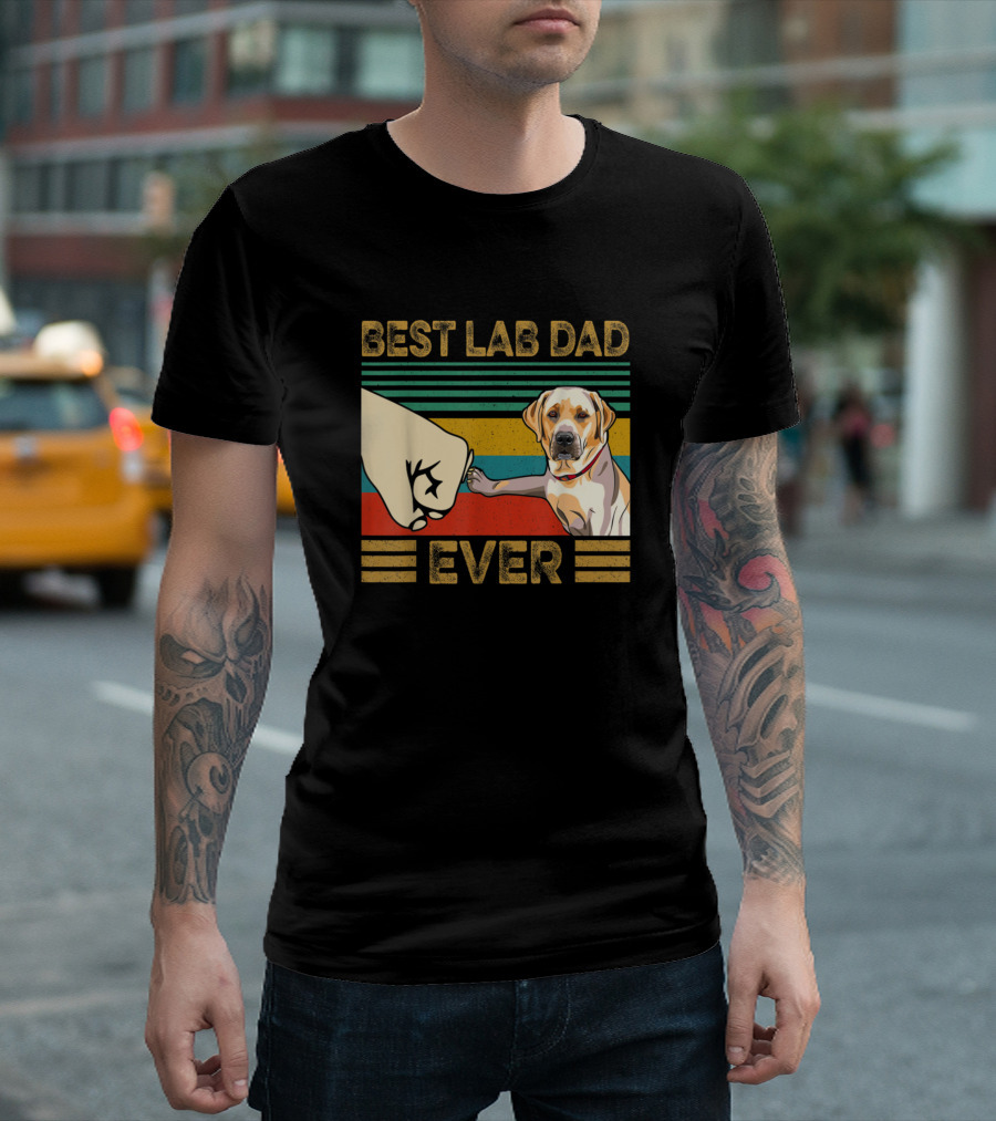 Best Lab Dad Ever Vintage Fist Bump Labrador T-Shirt