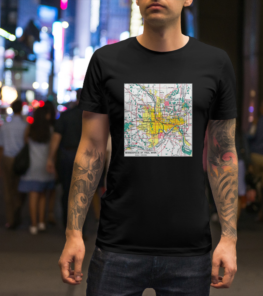 Minneapolis-St. Paul City Map Minn. Scale 1:500,000 T-Shirt