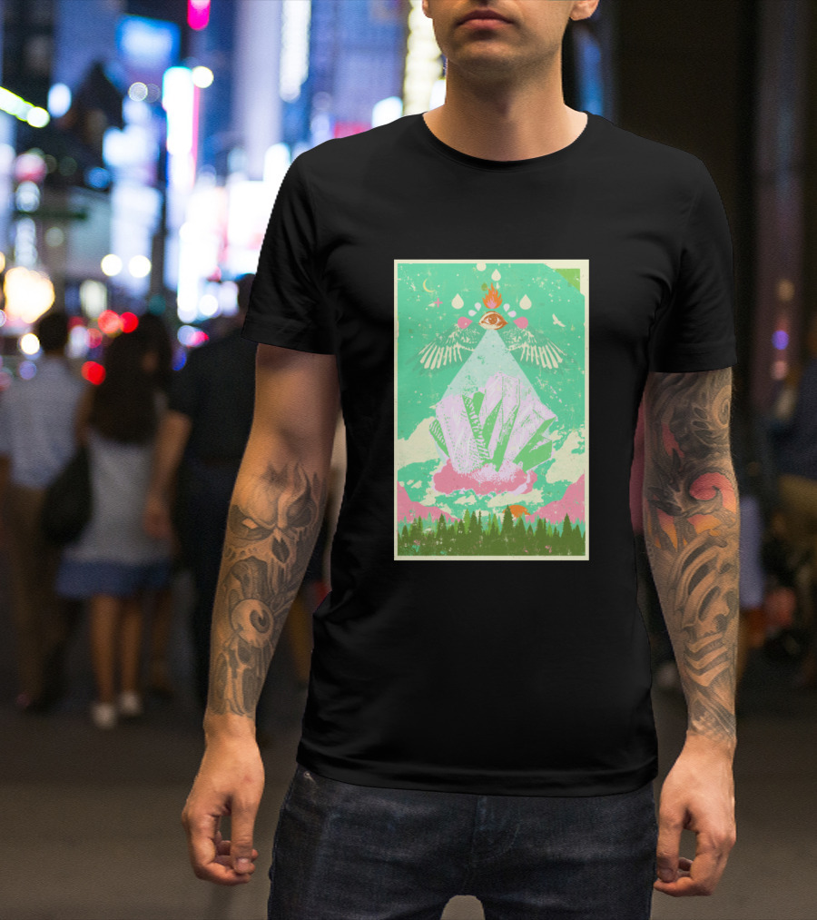 Natures Crystal Cosmic Eye Pyramid Forest Landscape T-Shirt