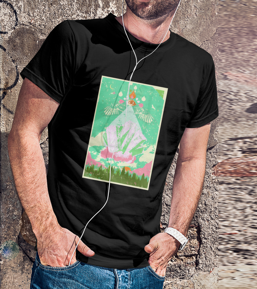 Natures Crystal Cosmic Eye Pyramid Forest Landscape T-Shirt