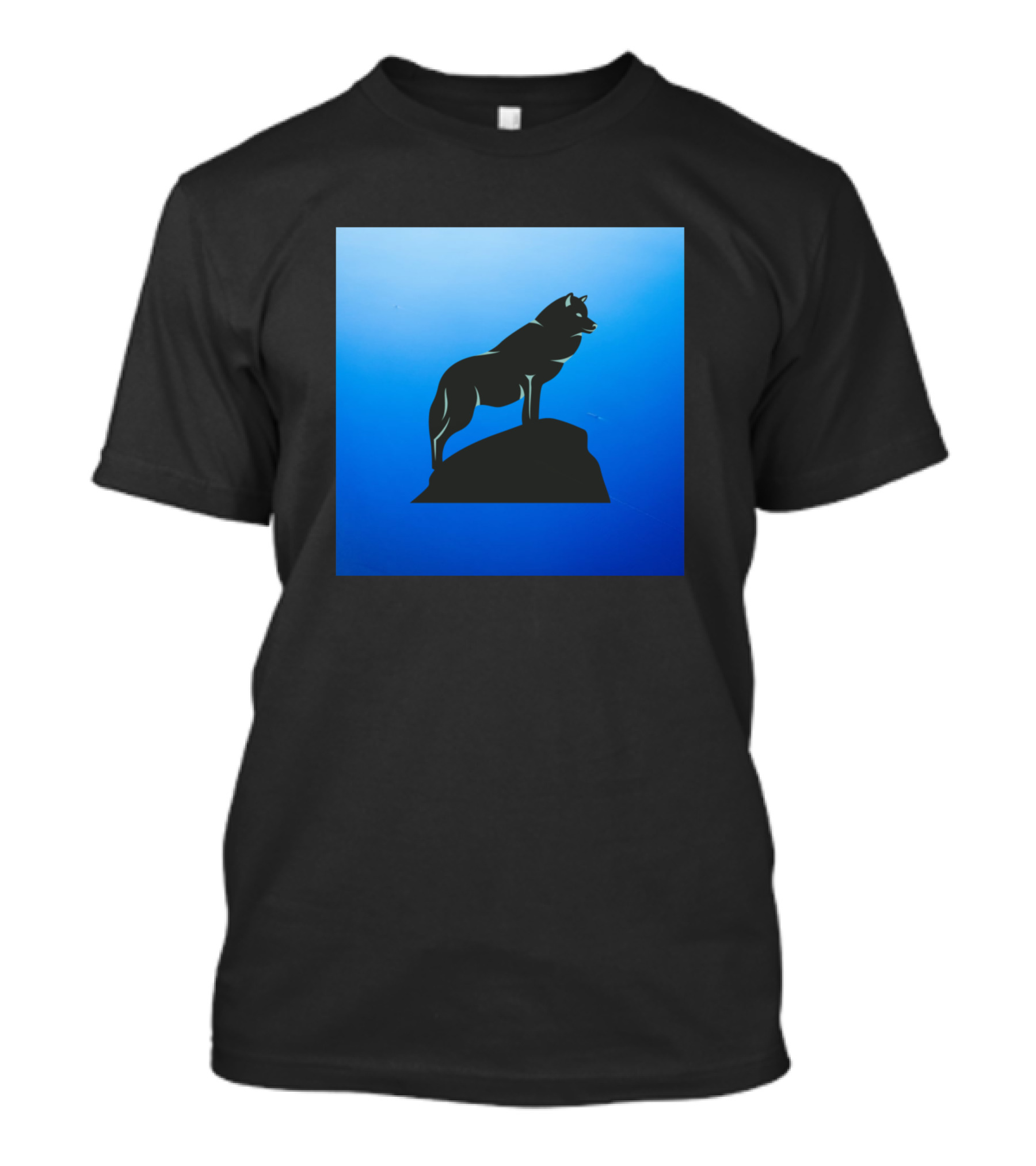 Night Wolf Silhouette On Blue T-Shirt