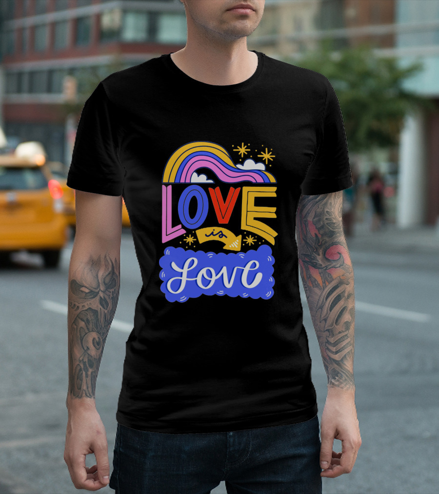 LOVE IS LOVE Rainbow Cloud Stars T-Shirt