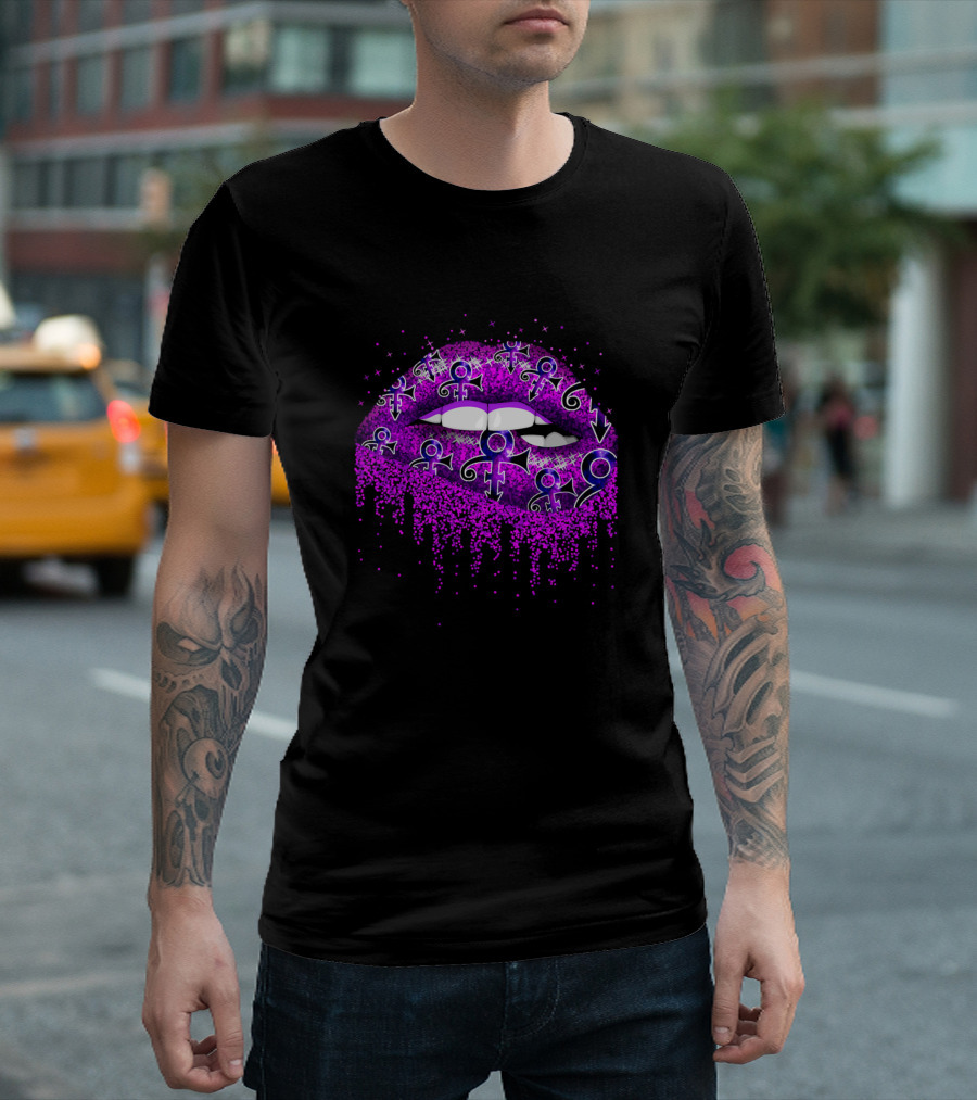 Prince Symbol Purple Glitter Lips T-Shirt