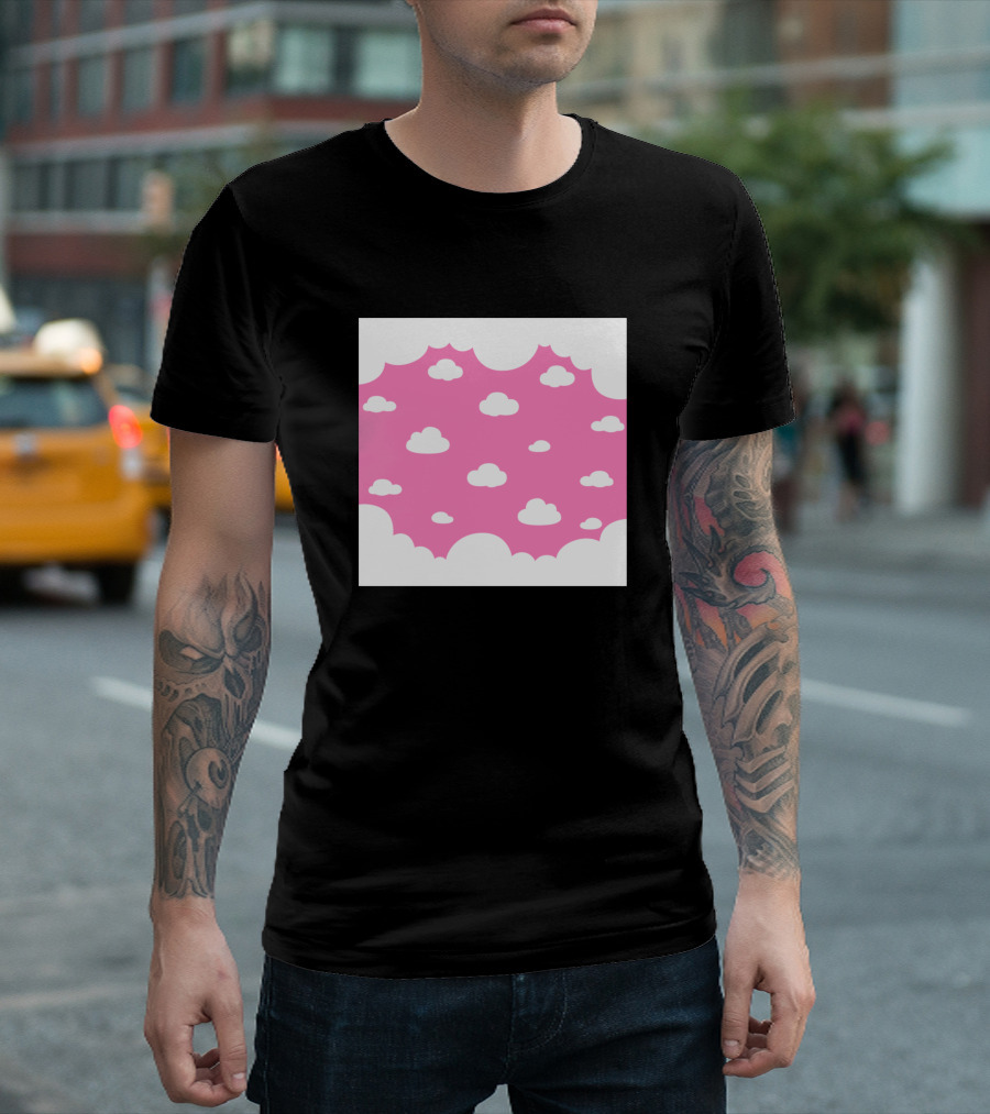 Simple Pink Sky with White Clouds T-Shirt