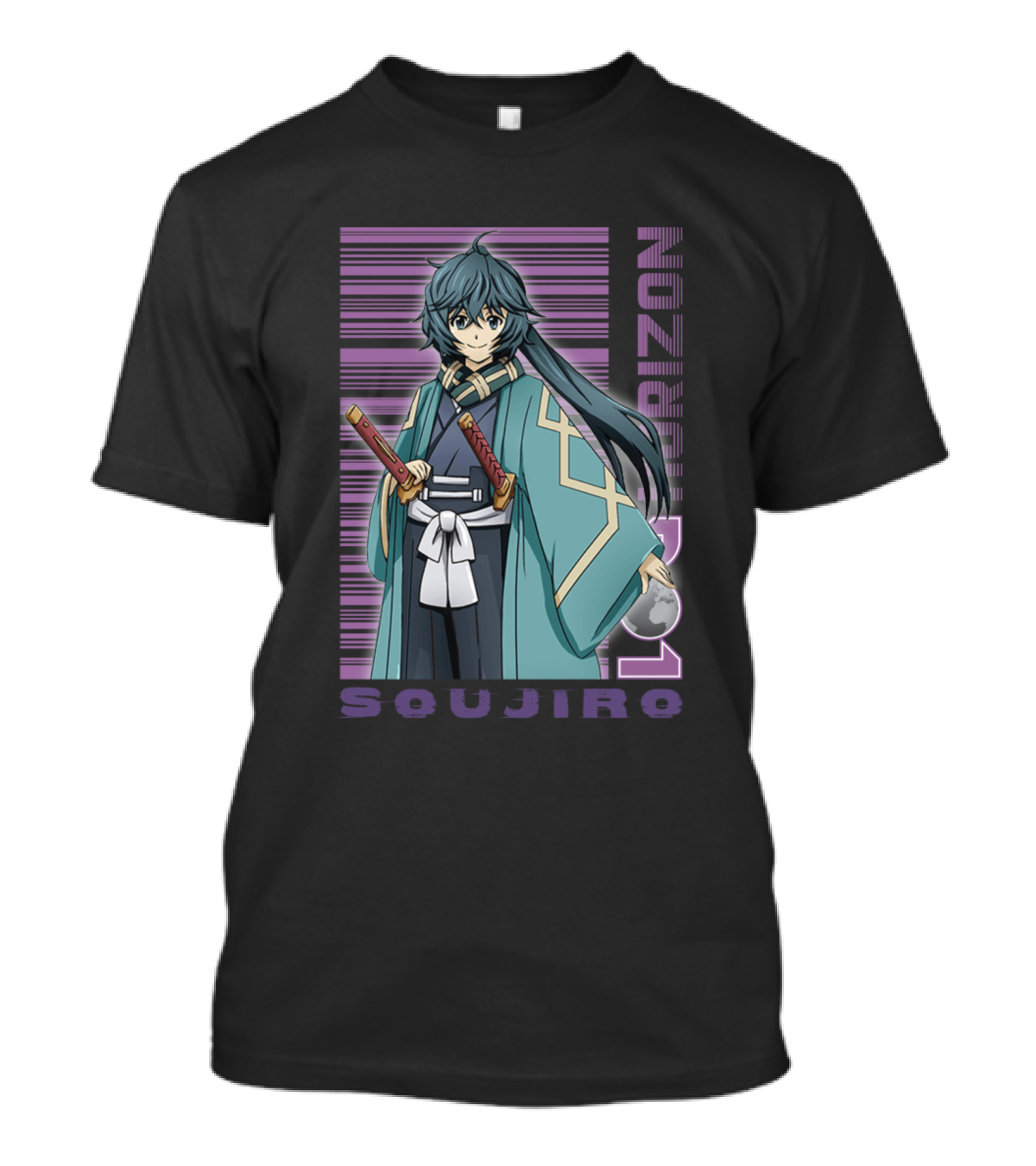 Soujiro Log Horizon Character In Traditional Outfit Holding Sword T-Shirt