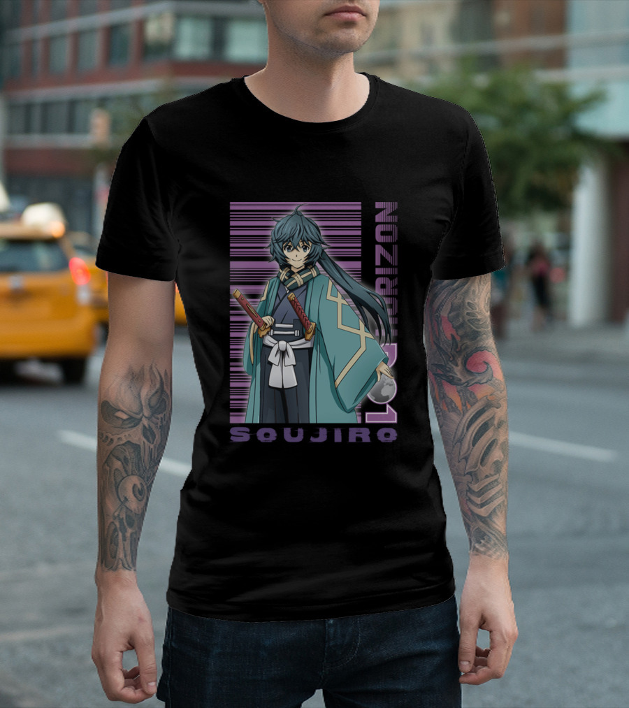 Soujiro Log Horizon Character In Traditional Outfit Holding Sword T-Shirt