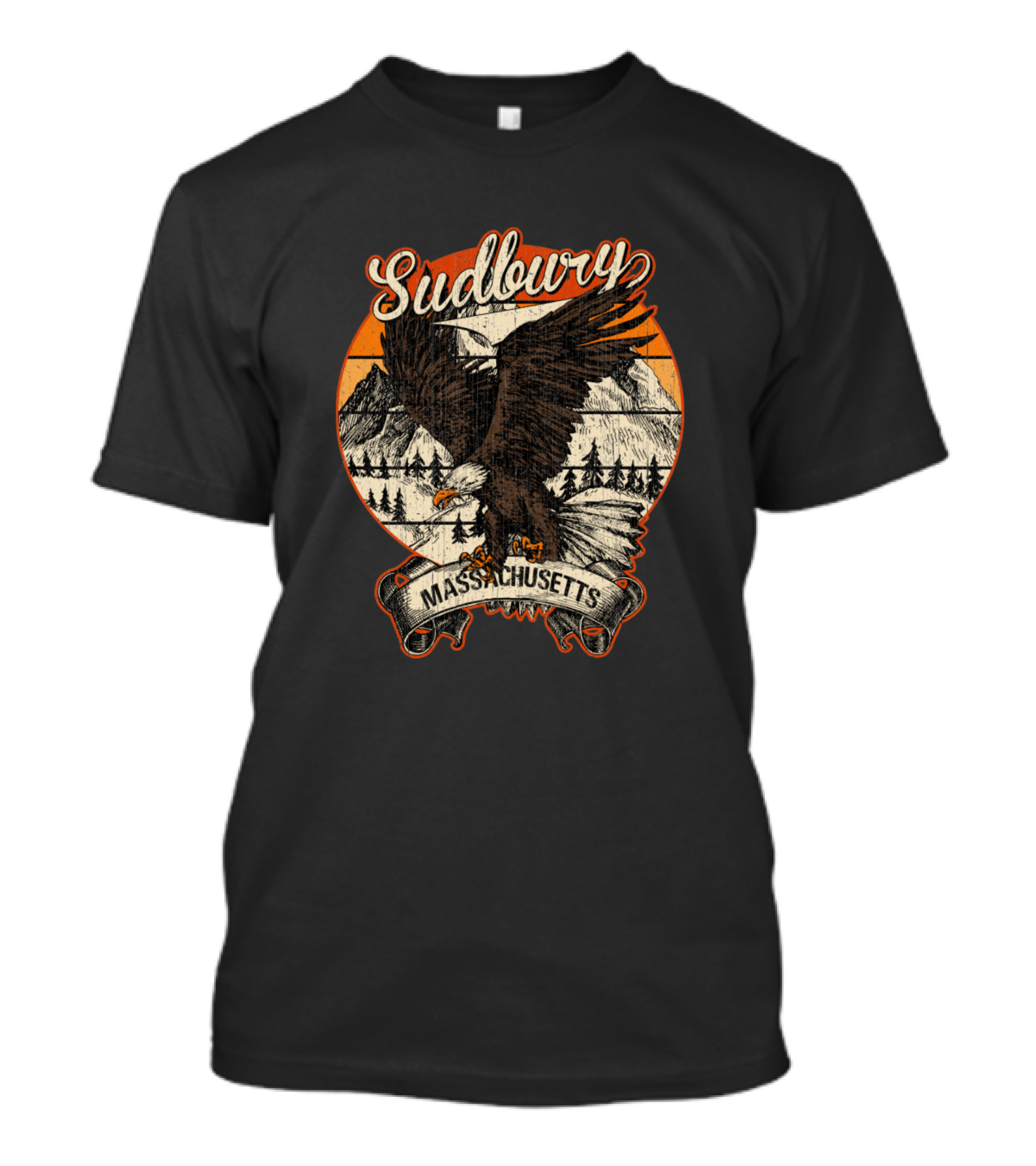 Sudbury Massachusetts Bald Eagle Retro Vintage Nature Scene T-Shirt
