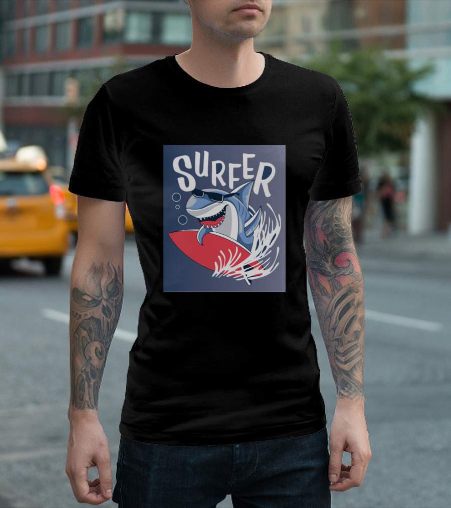 SURFER SHARK WAVES RIDER T-Shirt