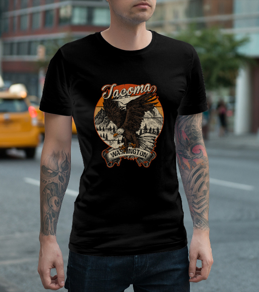 Tacoma Washington Bald Eagle Retro Vintage Aesthetic T-Shirt
