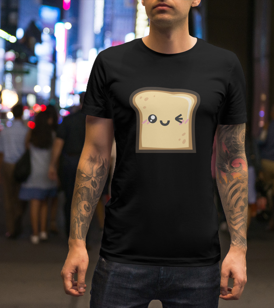 Kawaii Tasty Bread Cute Cartoon Winking Toast T-Shirt