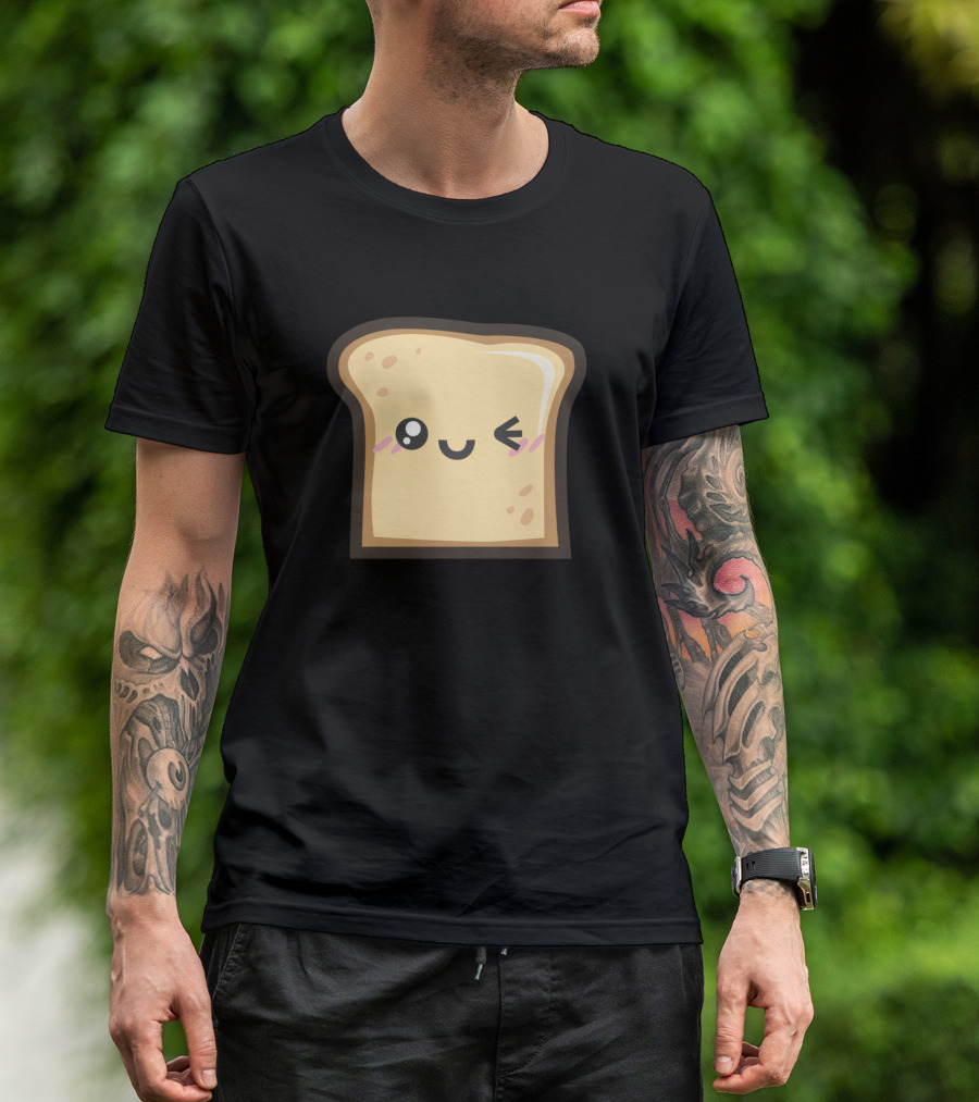 Kawaii Tasty Bread Cute Cartoon Winking Toast T-Shirt