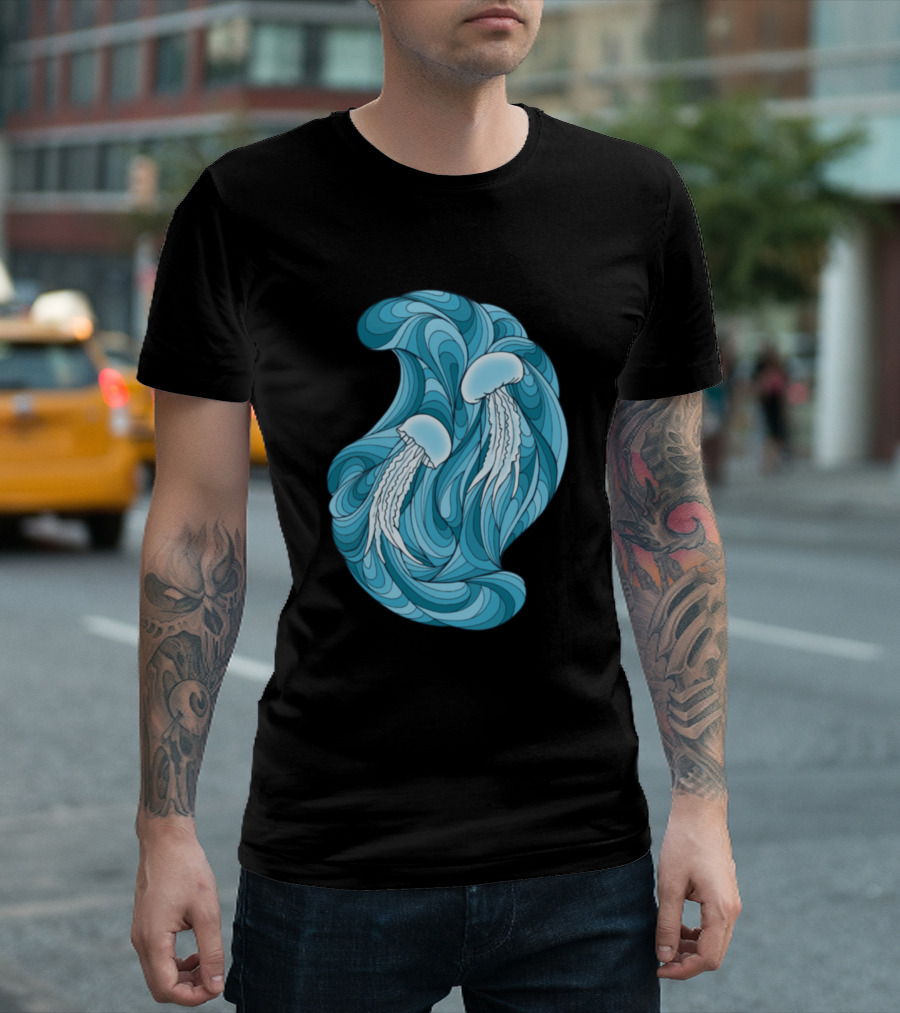 The Dance Of The Small Jellyfish In Swirling Blues T-Shirt