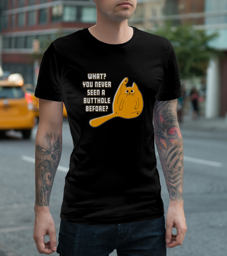 What You Never Seen A Butthole Before Orange Cat T-Shirt