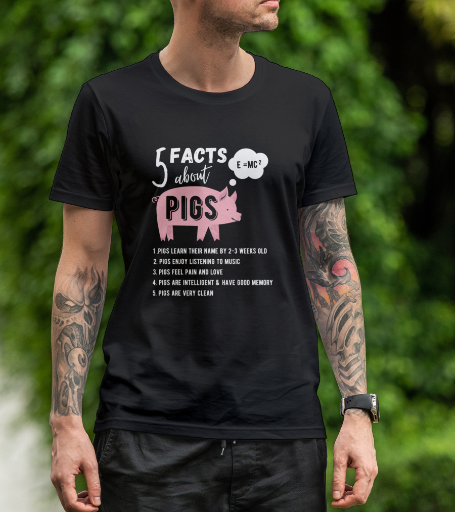 5 Facts About Pigs Pig Intelligence Music Clean Memory T-Shirt